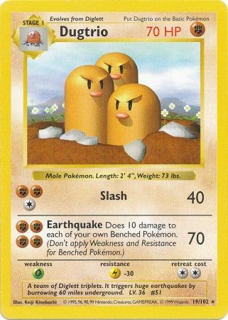 Dugtrio - 019/102 (BSS) Rare - Near Mint Unlimited