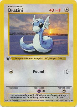 Dratini - 026/102 (BS) 1st Edition Uncommon - Near Mint