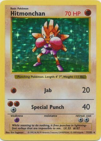 Hitmonchan - 007/102 (BSS) Holo Rare - Near Mint Unlimited Holofoil