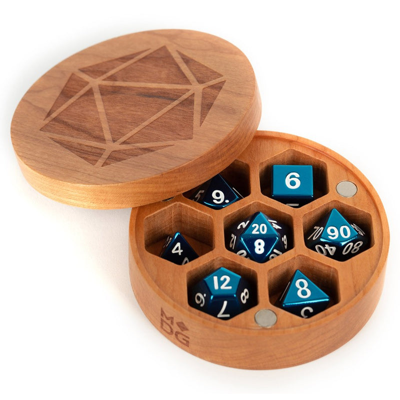 MDG: Dice Case - Wooden Round Chest: Cherry