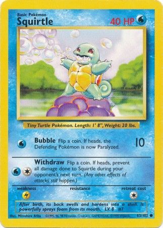 Squirtle - 063/102 (BS) Common - Near Mint