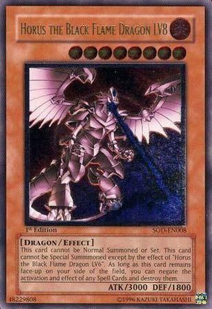 Horus the Black Flame Dragon LV8 (SOD-EN008) Ultimate Rare 1st Edition Moderate Play