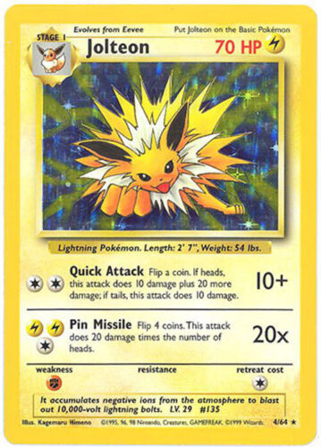 Jolteon - 04/64 (JU) Holo Rare - Near Mint Unlimited Holofoil Misprint