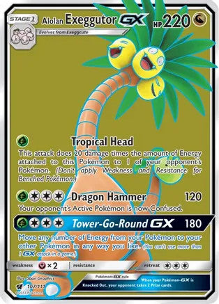 Alolan Exeggutor GX (Full Art) - 107/111 (CIN) Ultra Rare - Near Mint Holofoil