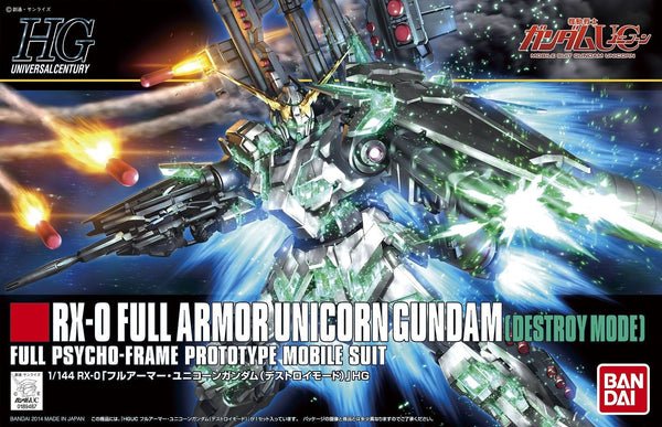 1/144 (HG-UC): Gundam UC - #178 RX-0 Full Armor Unicorn Gundam (Destroy Mode) Full Psycho-Frame Prototype Mobile Suit