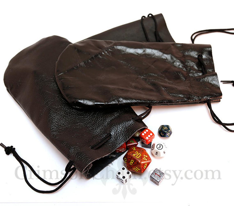 Crimson Chain: Leather Dice Bag - Large (Random Color)