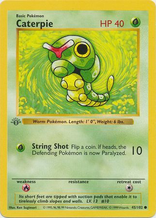 Caterpie - 045/102 (BS) 1st Edition Common - Near Mint