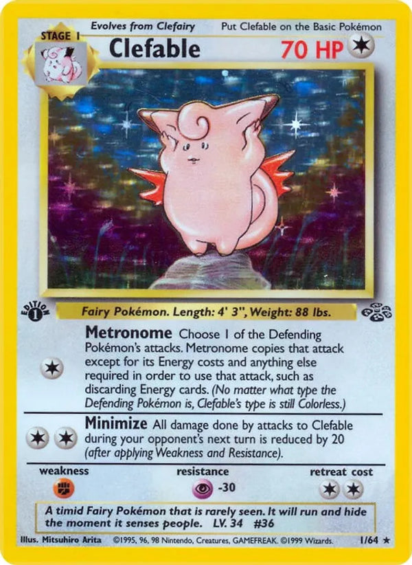 Clefable - 01/64 (JU) Holo Rare - Lightly Played Unlimited Holofoil