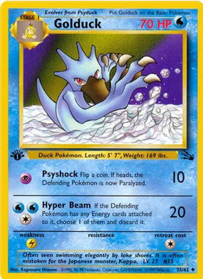 Golduck - 35/62 (FO) Uncommon - Moderate Play 1st Edition