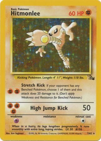 Hitmonlee  - 07/62 (FO) Holo Rare - Near Mint Unlimited Holofoil