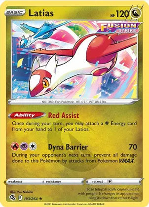 Latias - 193/264 (SWSH08) Rare - Near Mint Reverse Holofoil