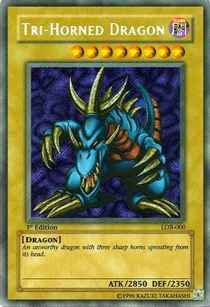 Tri-Horned Dragon (LOB-000)  Secret Rare Light Play
