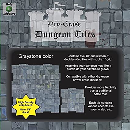 Dry Erase Dungeon Tiles: Graystone - Combo Pack of 5 Ten Inch and 16 Five Inch Squares