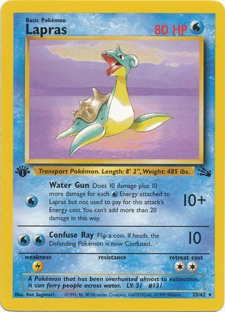 Lapras - 25/62 (FO) Rare - Near Mint 1st Edition