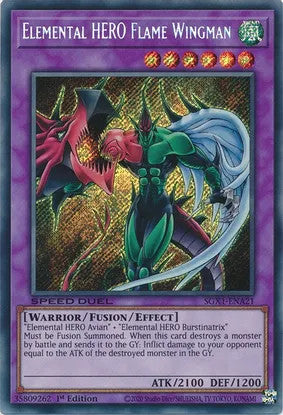 Elemental Hero Flame Wingman (SGX1-ENA21) Secret Rare 1st Edition