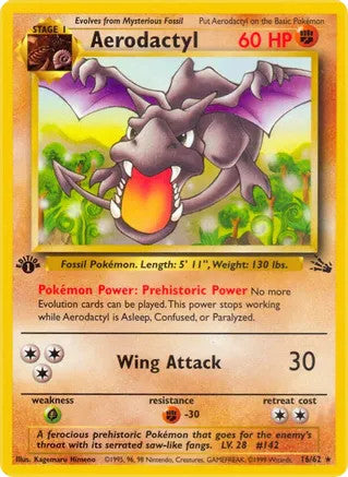 Aerodactyl - 16/62 (FO) Rare - Damaged 1st Edition