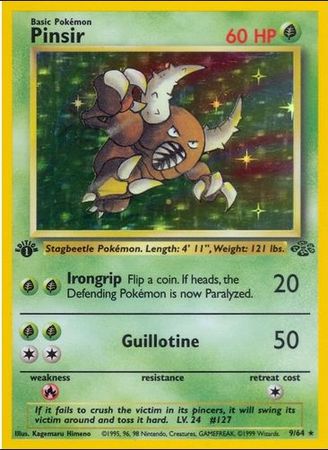 Pinsir  - 09/64 (JU) Holo Rare - Near Mint 1st Edition Holofoil