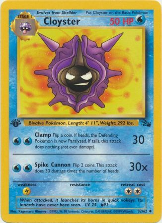 Cloyster - 32/62 (FO) Uncommon - Near Mint 1st Edition