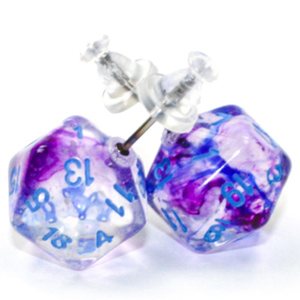 CHX54510: Stud Earrings - Nebula: Mini d20 Nocturnal (Pair)