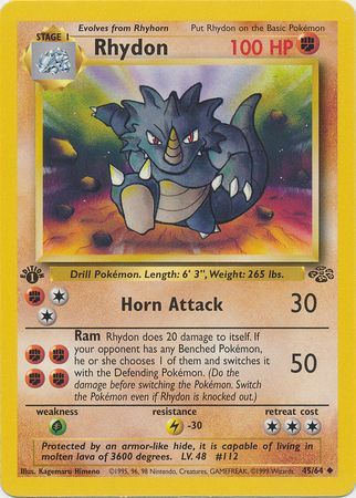 Rhydon - 45/64 (JU) Uncommon - Near Mint 1st Edition