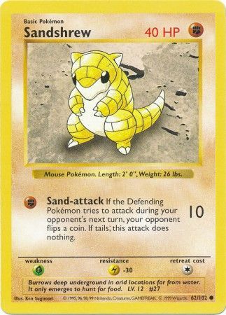 Sandshrew - 062/102 (BSS) Common - Near Mint Unlimited