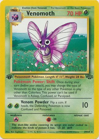 Venomoth  - 29/64 (JU) Rare - Near Mint 1st Edition