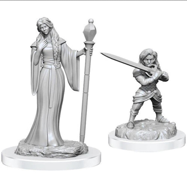 Critical Role: Unpainted Miniatures - Human Wizard Female & Halfling Holy Warrior Female W3