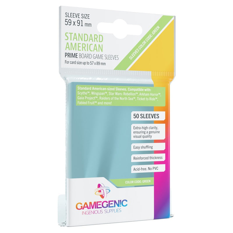 GameGenic: Prime Board Game Sleeves - Standard American (Green 50ct)