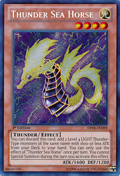 Thunder Sea Horse (ABYR-EN098) Secret Rare - Near Mint 1st Edition
