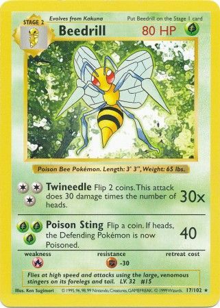 Beedrill - 017/102 (BSS) Rare - Near Mint Unlimited