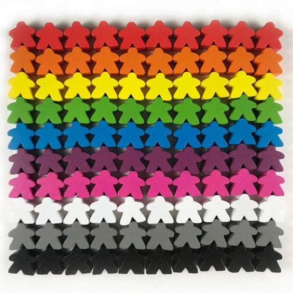 Multi-Color Wooden Meeples 16mm (100)