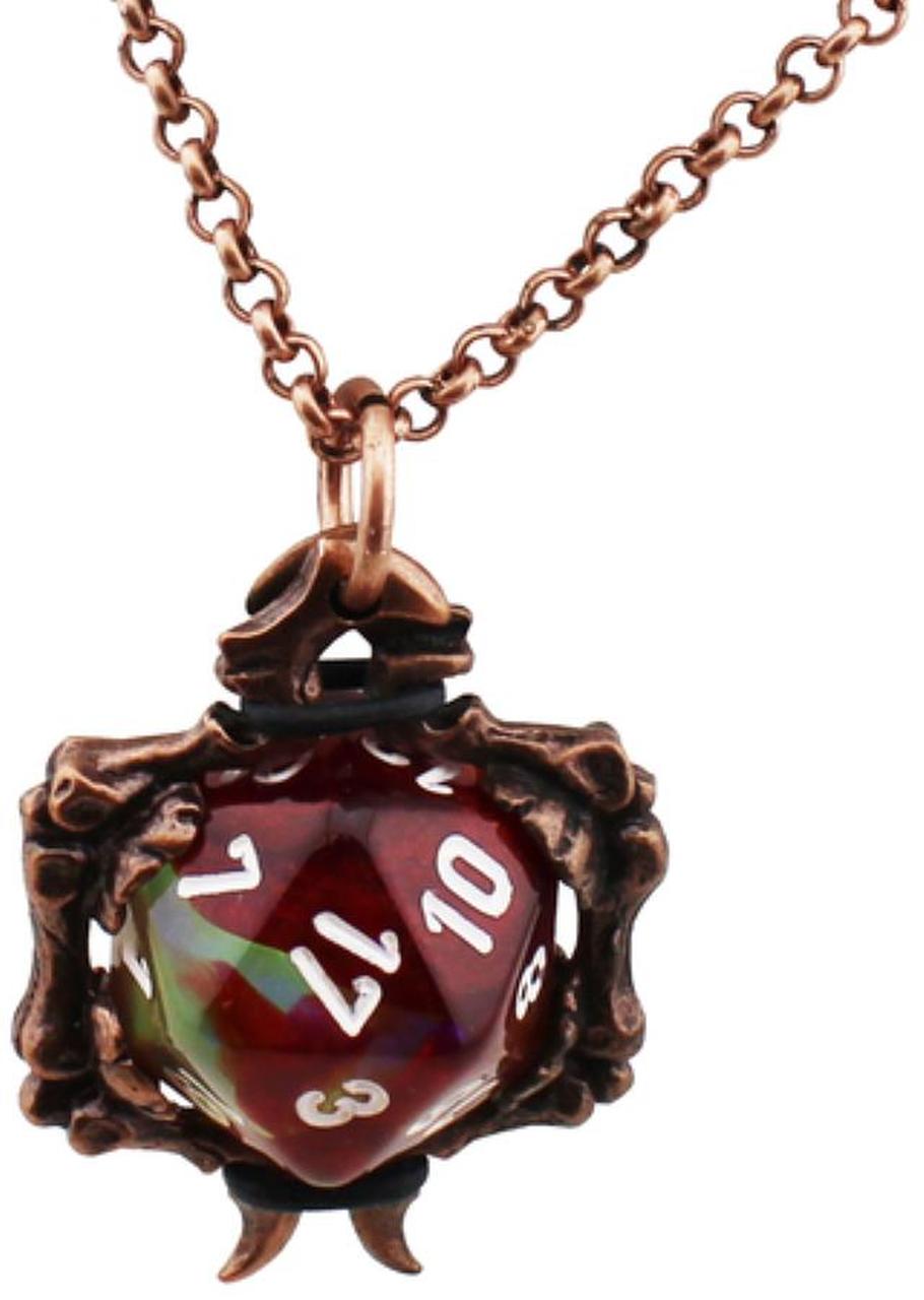 CHX53013: Dice Pendant - Old Copper: d20 - Bones