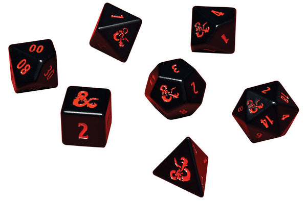 Ultra-PRO: Dice Set - Heavy Metal: D&D - Black w/ Red Poly Set (7)