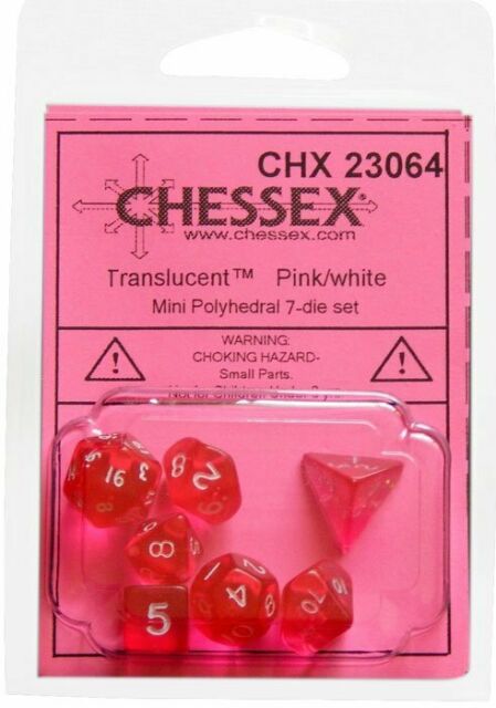 CHX23064: Translucent - Mini Poly Set Pink w/white (7)