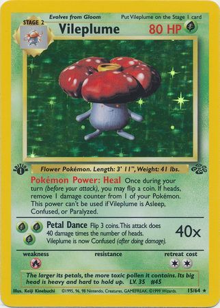 Vileplume - 15/64 (JU) Holo Rare - Near Mint 1st Edition Holofoil