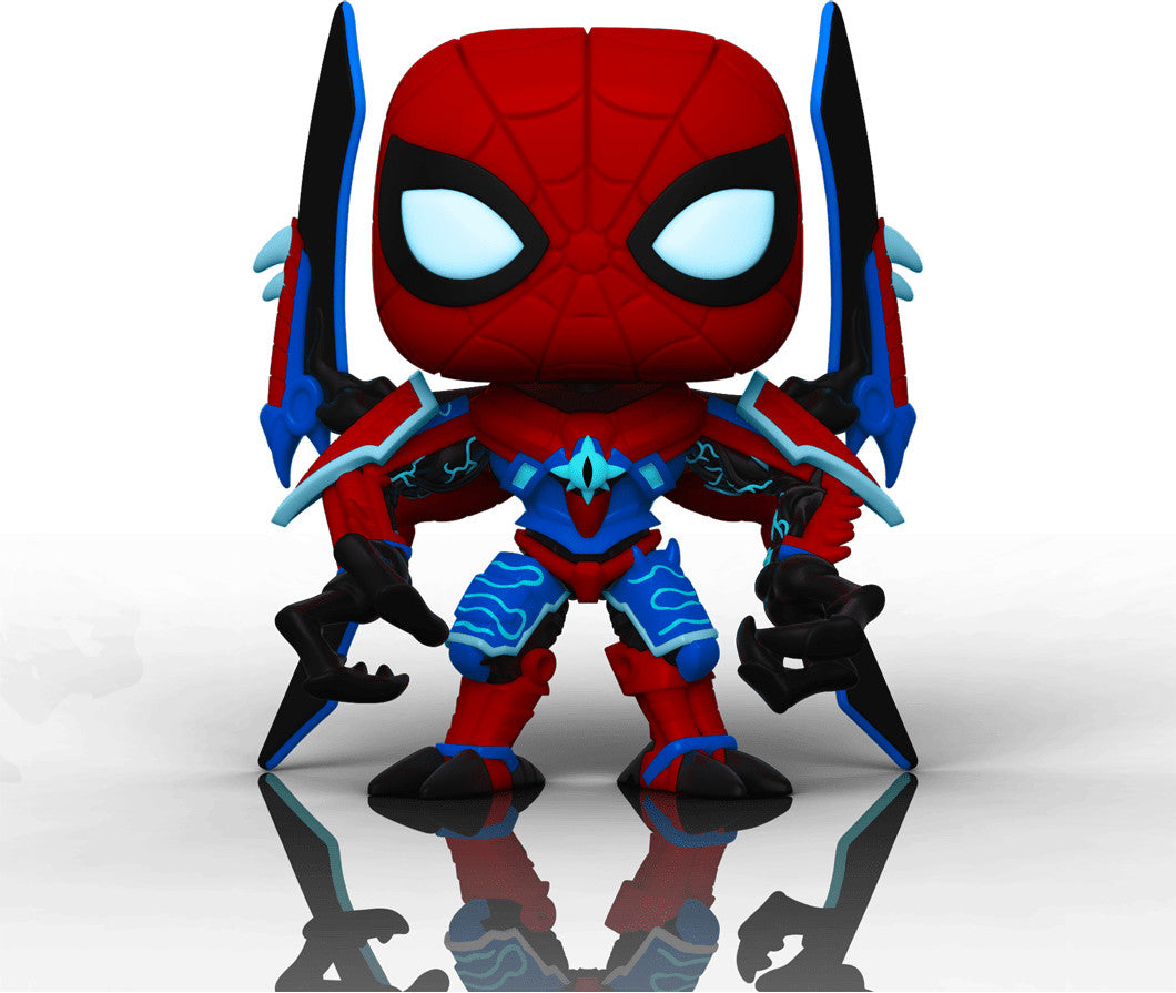 POP Figure: Marvel Mech Strike Monster Hunters #0997 - Spider-Man (Glow Chase/Walmart EX)