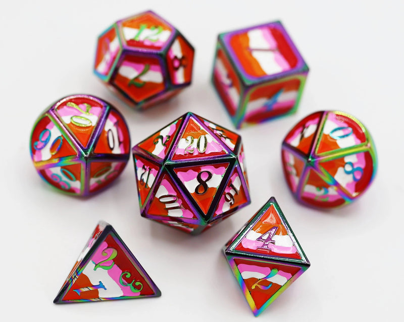 Community Lesbian Pride Flag RPG Metal Dice Set